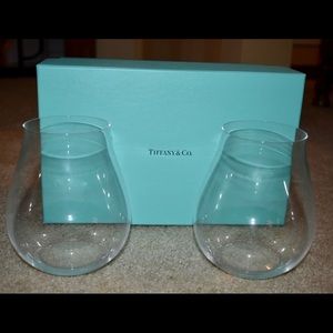 NEW Tiffany & Co. Stemless Wine Glasses. Set of 2